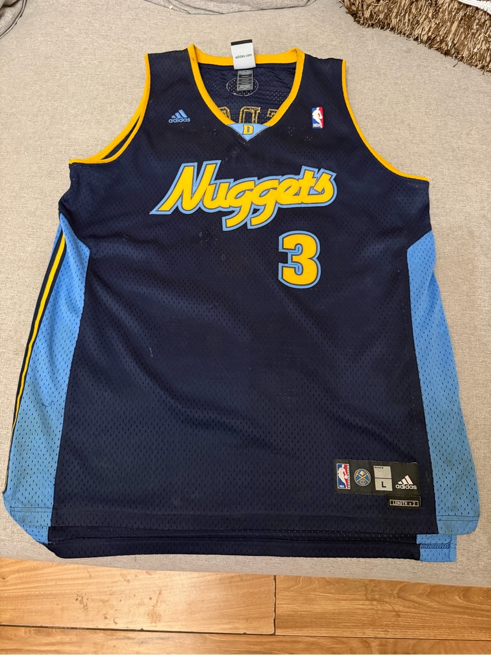 Adidas Denver Nuggets #3 Navy Blue Basketball Jersey